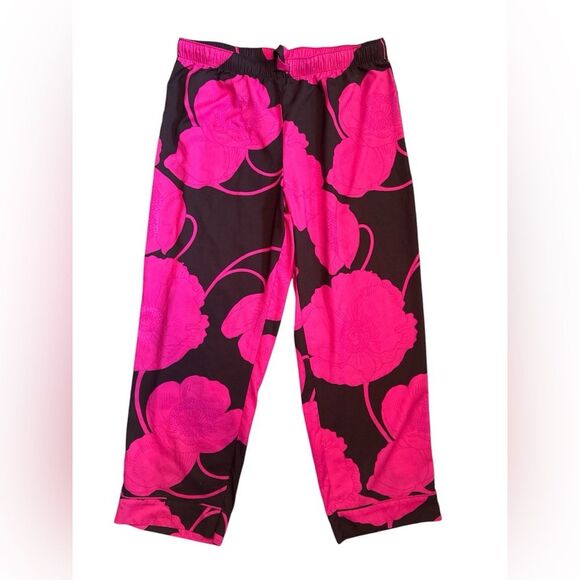 Ann Taylor Floral Sleep Pants Pink Brown Women’s Size Large Drawstring Waist - Picture 1 of 7